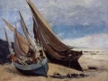 Barcos de pesca en la playa de Deauville Realismo Gustave Courbet